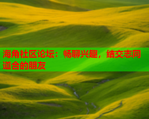 海角社区论坛：畅聊兴趣，结交志同道合的朋友  第1张